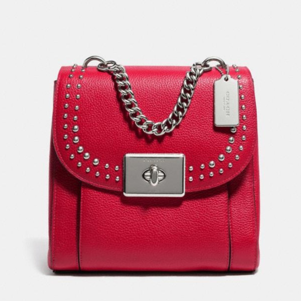 Coach BRAND NEW Red Backpack Rivets- BRAND NEW